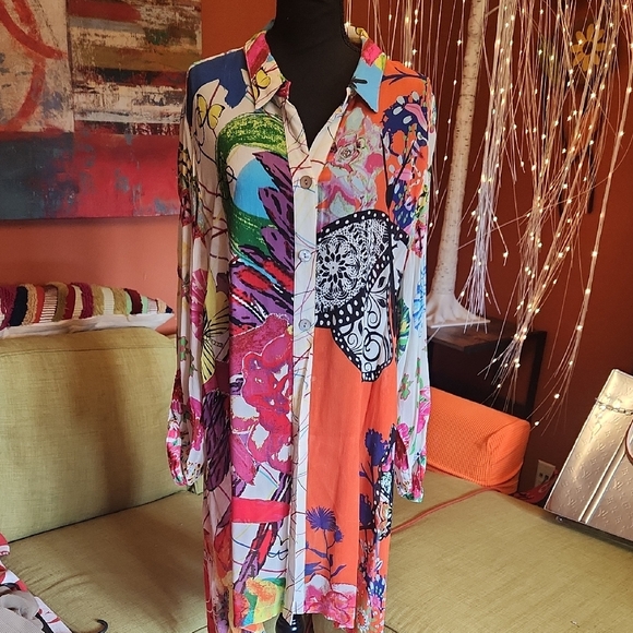 John Mark Tops - John Mark Multicolor Floral Shirt Dress